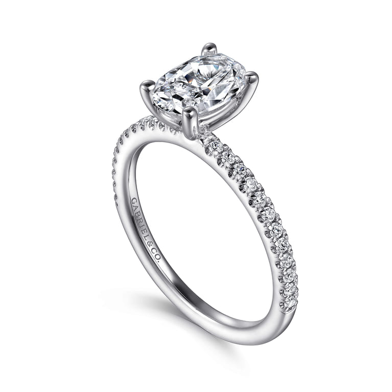Evelyn - 14K White Gold Oval Diamond Engagement Ring - 0.18 ct - Shot 3