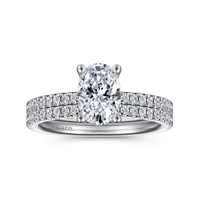 Evelyn - 14K White Gold Oval Diamond Engagement Ring - 0.18 ct - Shot 4
