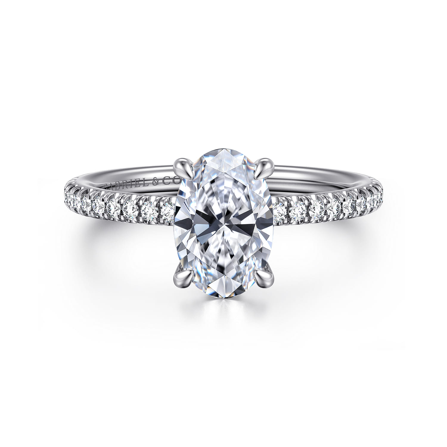 Evelyn - 14K White Gold Oval Diamond Engagement Ring - 0.18 ct - Shot 1