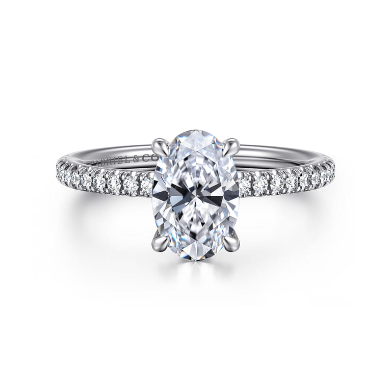 Evelyn - 14K White Gold Oval Diamond Engagement Ring - 0.18 ct - Shot 1