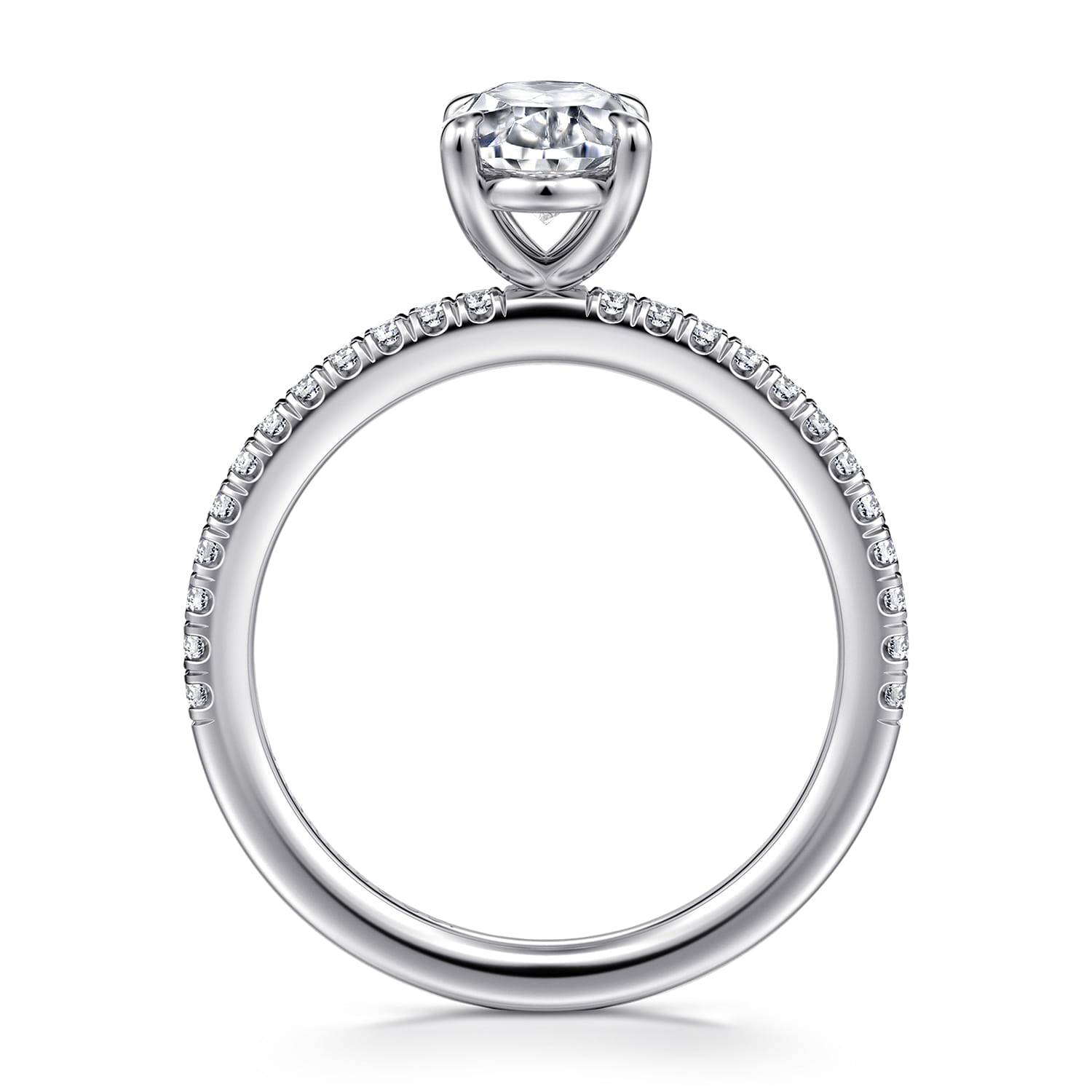 Evelyn - 14K White Gold Oval Diamond Engagement Ring - 0.18 ct - Shot 2