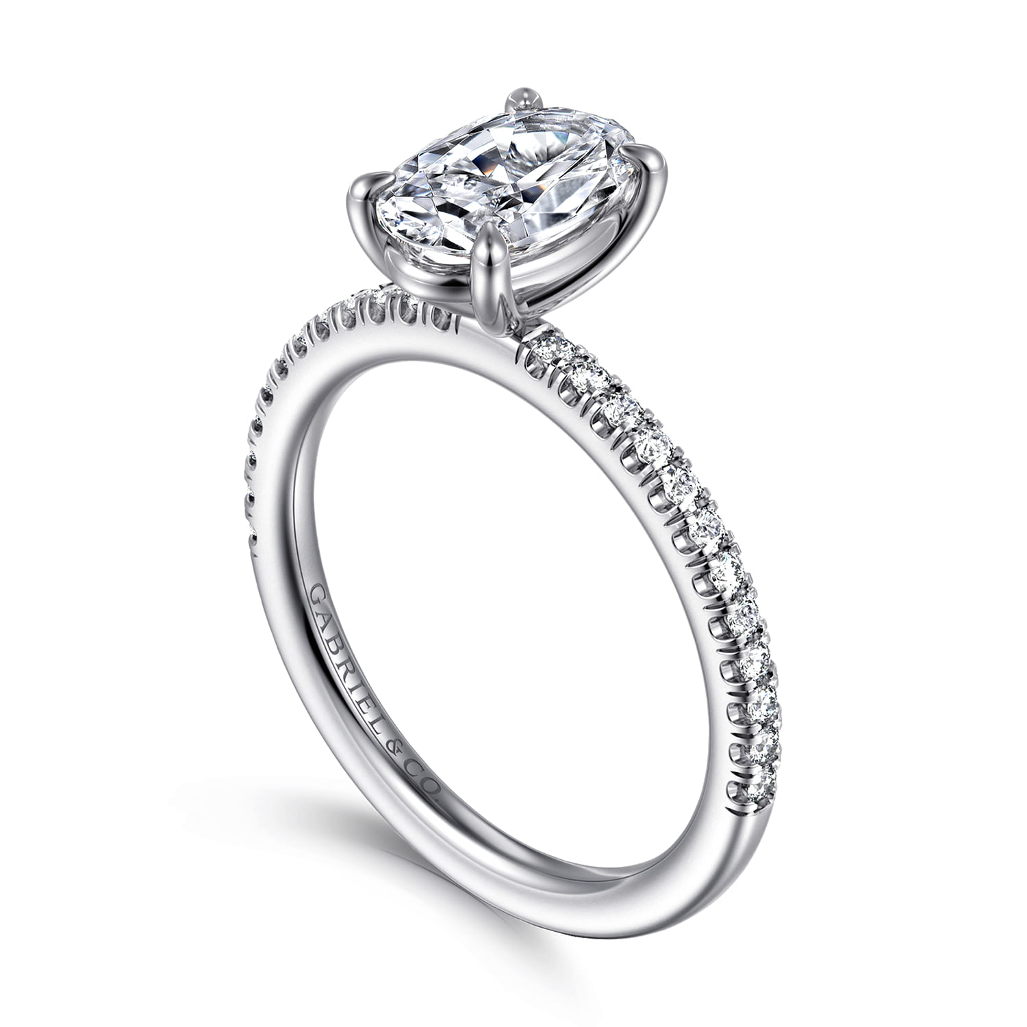 Evelyn - 14K White Gold Oval Diamond Engagement Ring - 0.18 ct - Shot 3