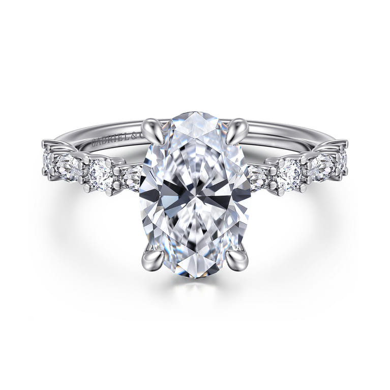Juliet - 14K White Gold Oval Diamond Engagement Ring - 0.5 ct - Shot 1