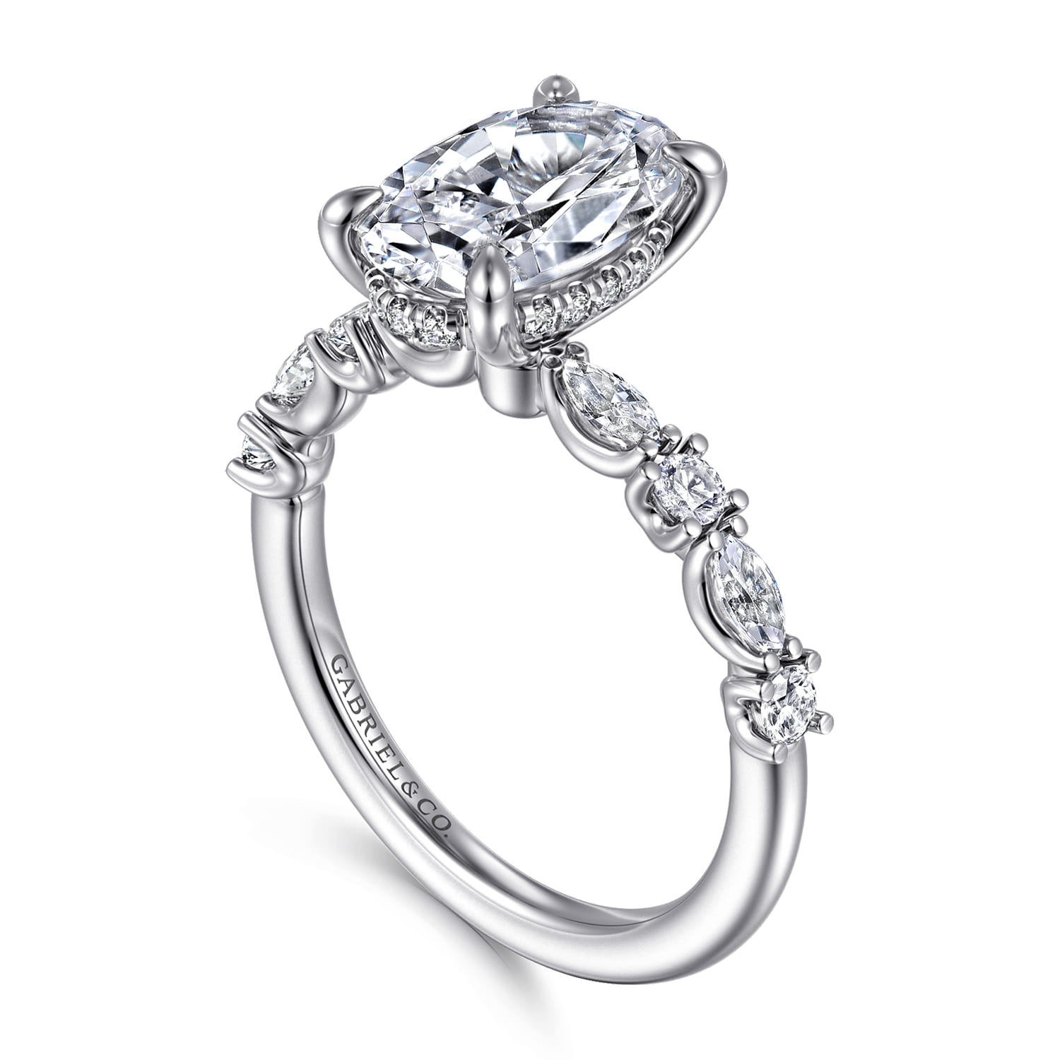 Juliet - 14K White Gold Oval Diamond Engagement Ring - 0.5 ct - Shot 3