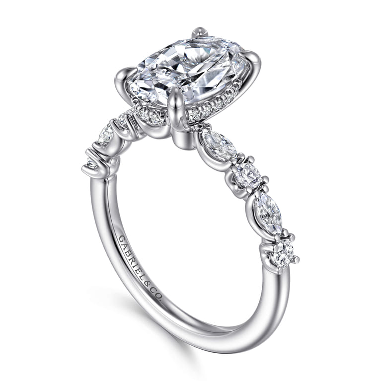 Juliet - 14K White Gold Oval Diamond Engagement Ring - 0.5 ct - Shot 3