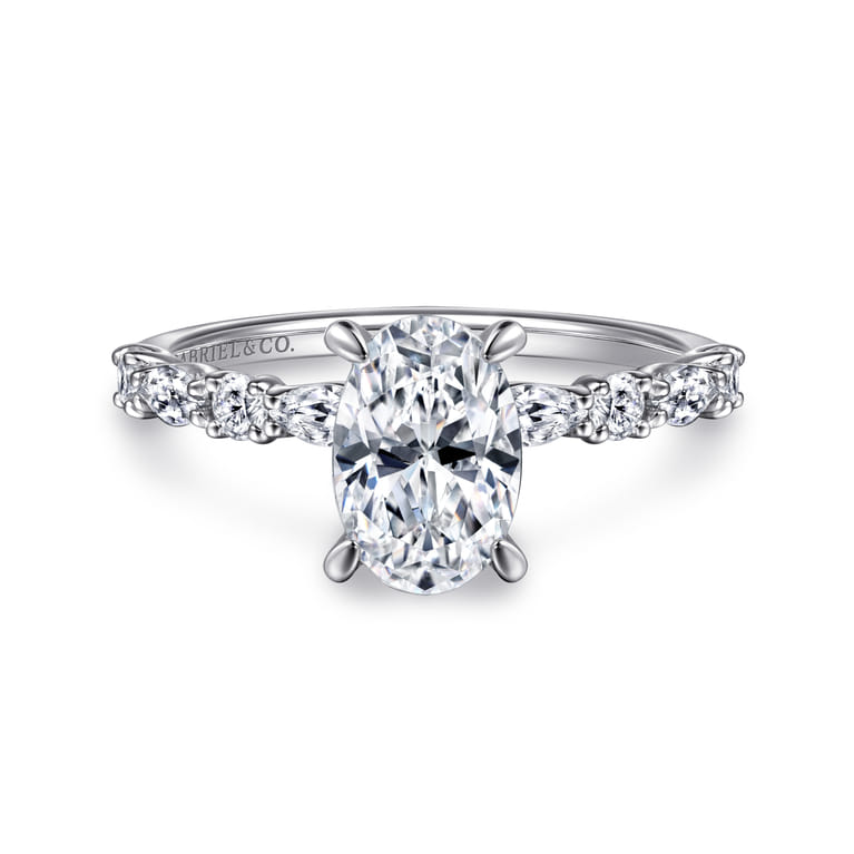 Juliet - 14K White Gold Oval Diamond Engagement Ring - 0.47 ct - Shot 1