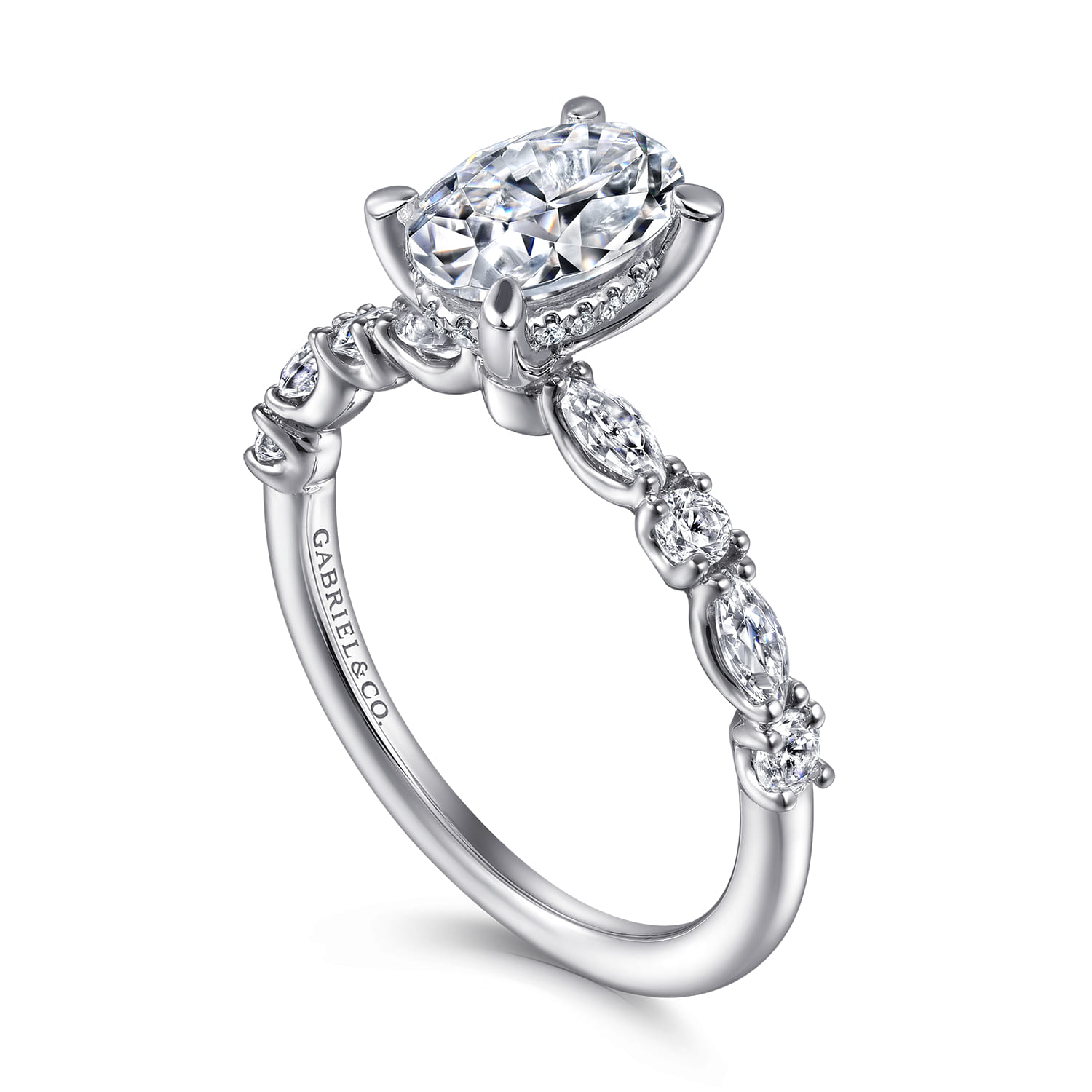 Juliet - 14K White Gold Oval Diamond Engagement Ring - 0.47 ct - Shot 3