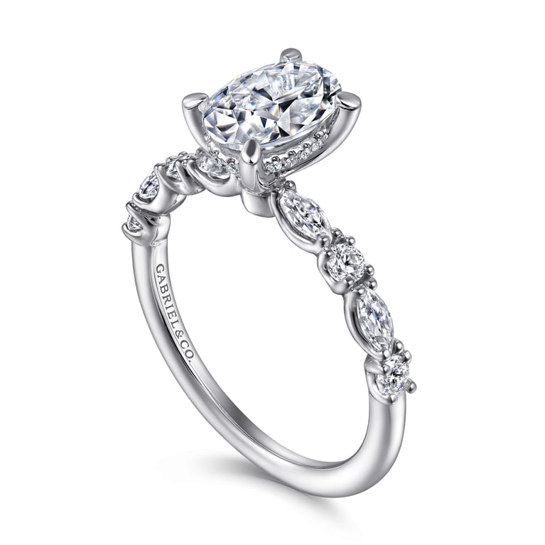 Juliet - 14K White Gold Oval Diamond Engagement Ring - 0.47 ct - Shot 3