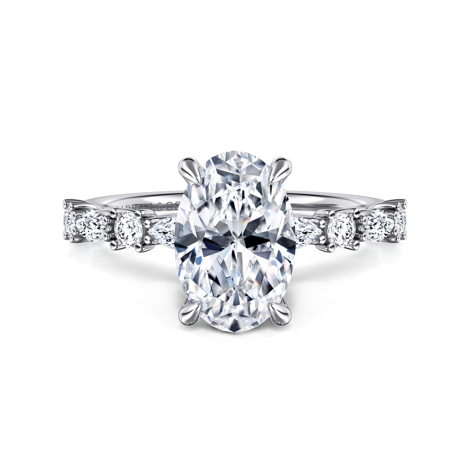 Juliet - 14K White Gold Oval Diamond Engagement Ring - 0.48 ct - Shot 1