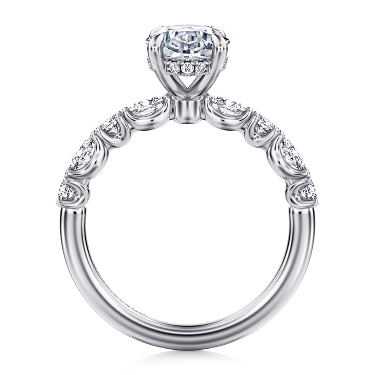 Juliet - 14K White Gold Oval Diamond Engagement Ring - 0.48 ct - Shot 2