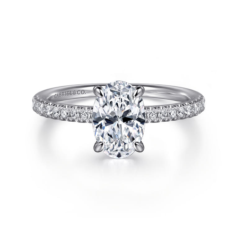 Stasia - 14K White Gold Oval Cut Diamond Engagement Ring - 0.21 ct - Shot 1