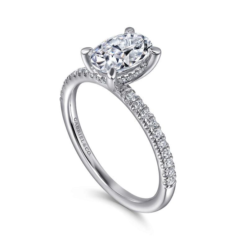 Stasia - 14K White Gold Oval Cut Diamond Engagement Ring - 0.21 ct - Shot 3