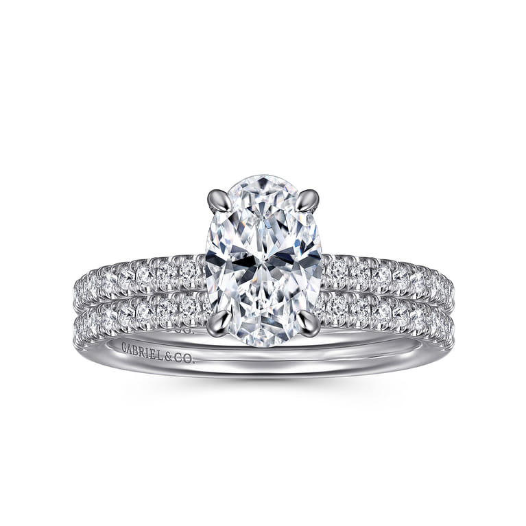 Stasia - 14K White Gold Oval Cut Diamond Engagement Ring - 0.21 ct - Shot 4