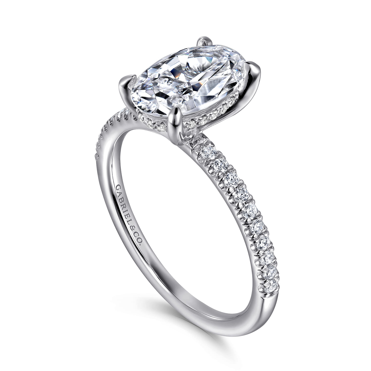 Stasia - 14K White Gold Oval Diamond Engagement Ring - 0.23 ct - Shot 3