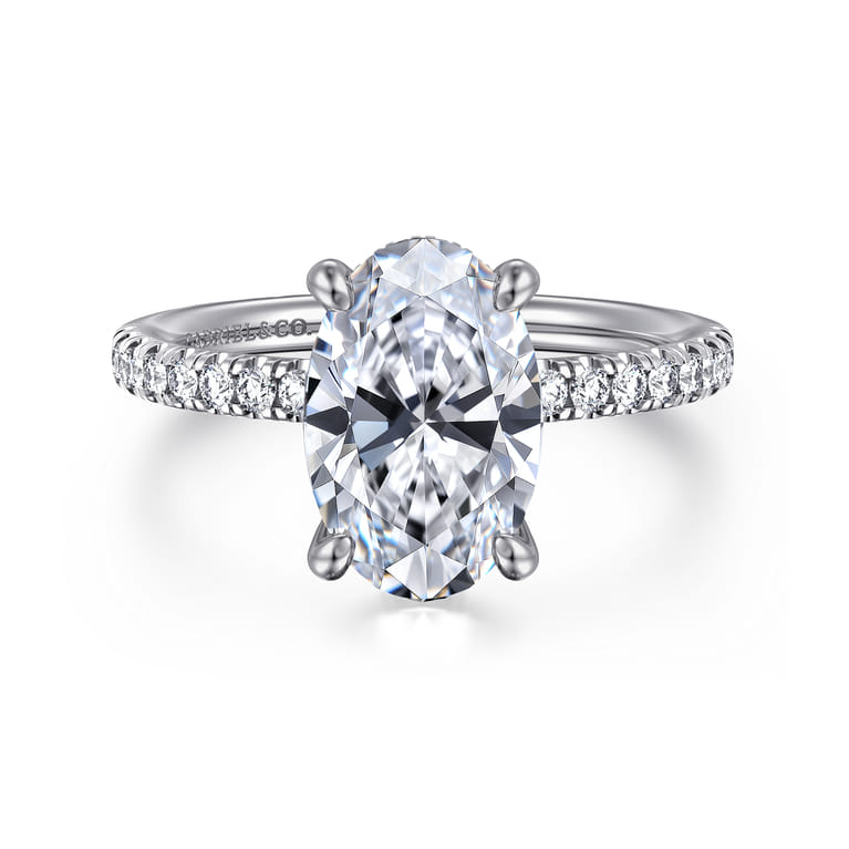 Stasia - 14K White Gold Oval Cut Diamond Engagement Ring - 0.3 ct - Shot 1