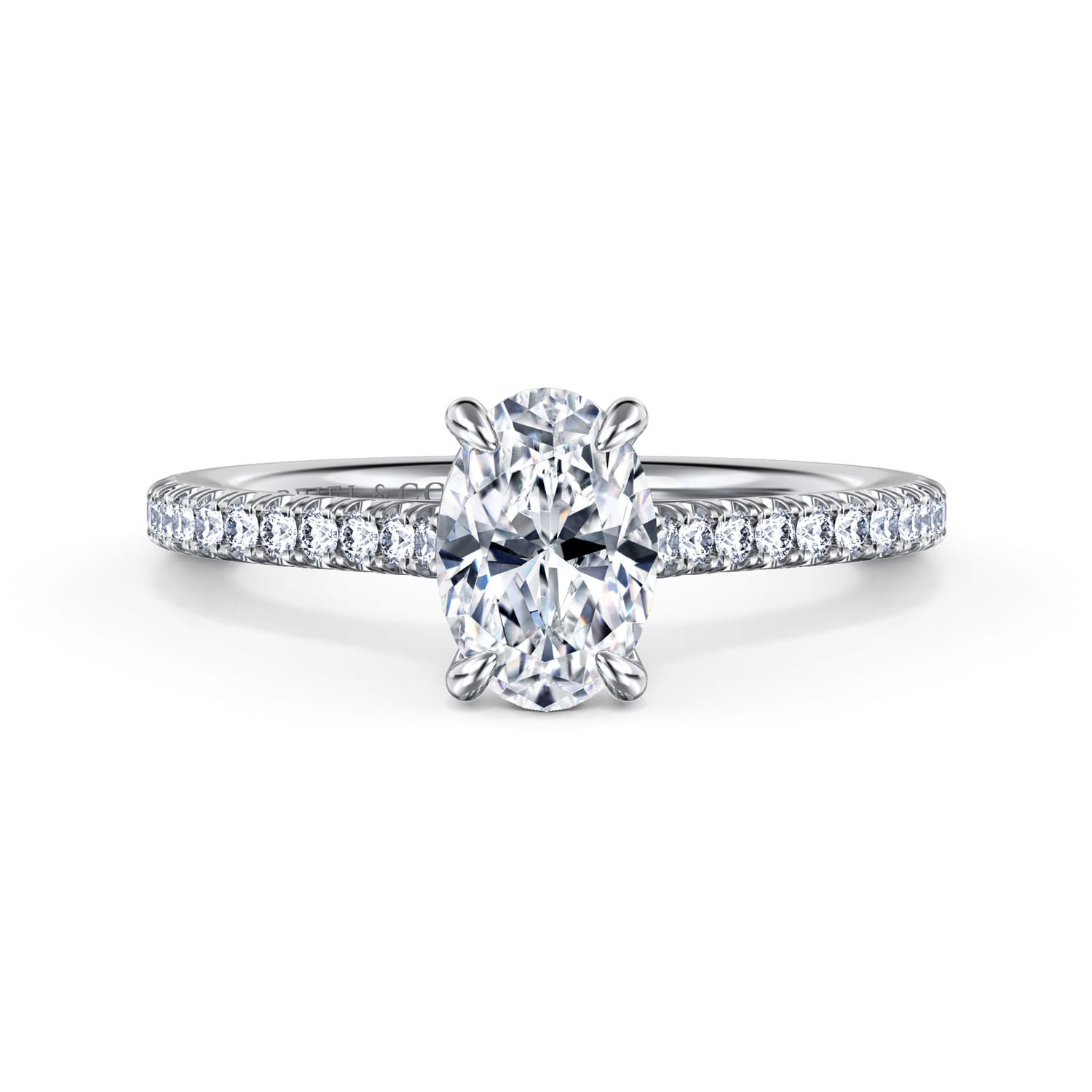 Abbie - 14K White Gold Oval Cut Diamond Engagement Ring - 0.21 ct - Shot 1