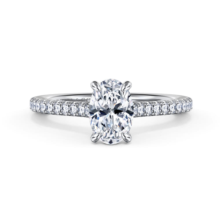 Abbie - 14K White Gold Oval Cut Diamond Engagement Ring - 0.21 ct - Shot 1