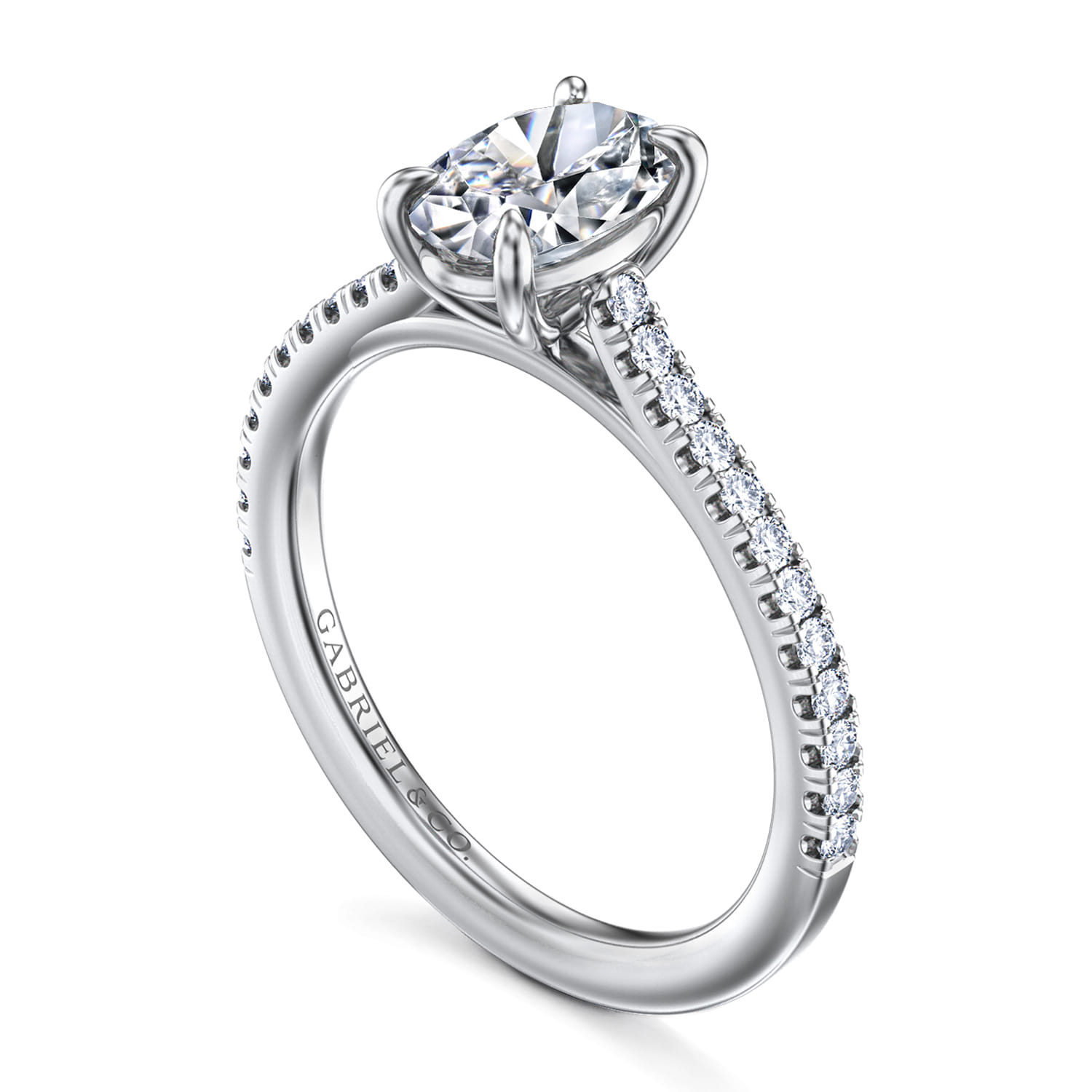 Abbie - 14K White Gold Oval Cut Diamond Engagement Ring - 0.21 ct - Shot 3