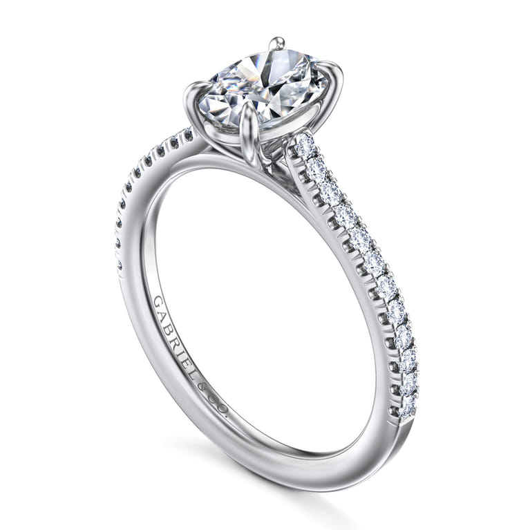 Abbie - 14K White Gold Oval Cut Diamond Engagement Ring - 0.21 ct - Shot 3