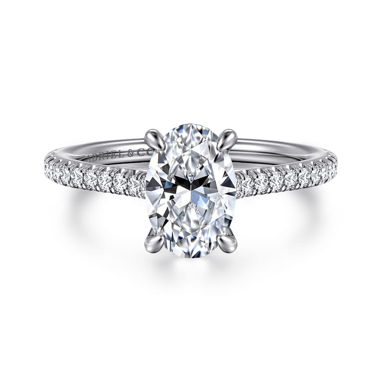 Abbie - 14K White Gold Oval Diamond Engagement Ring - 0.21 ct - Shot 1