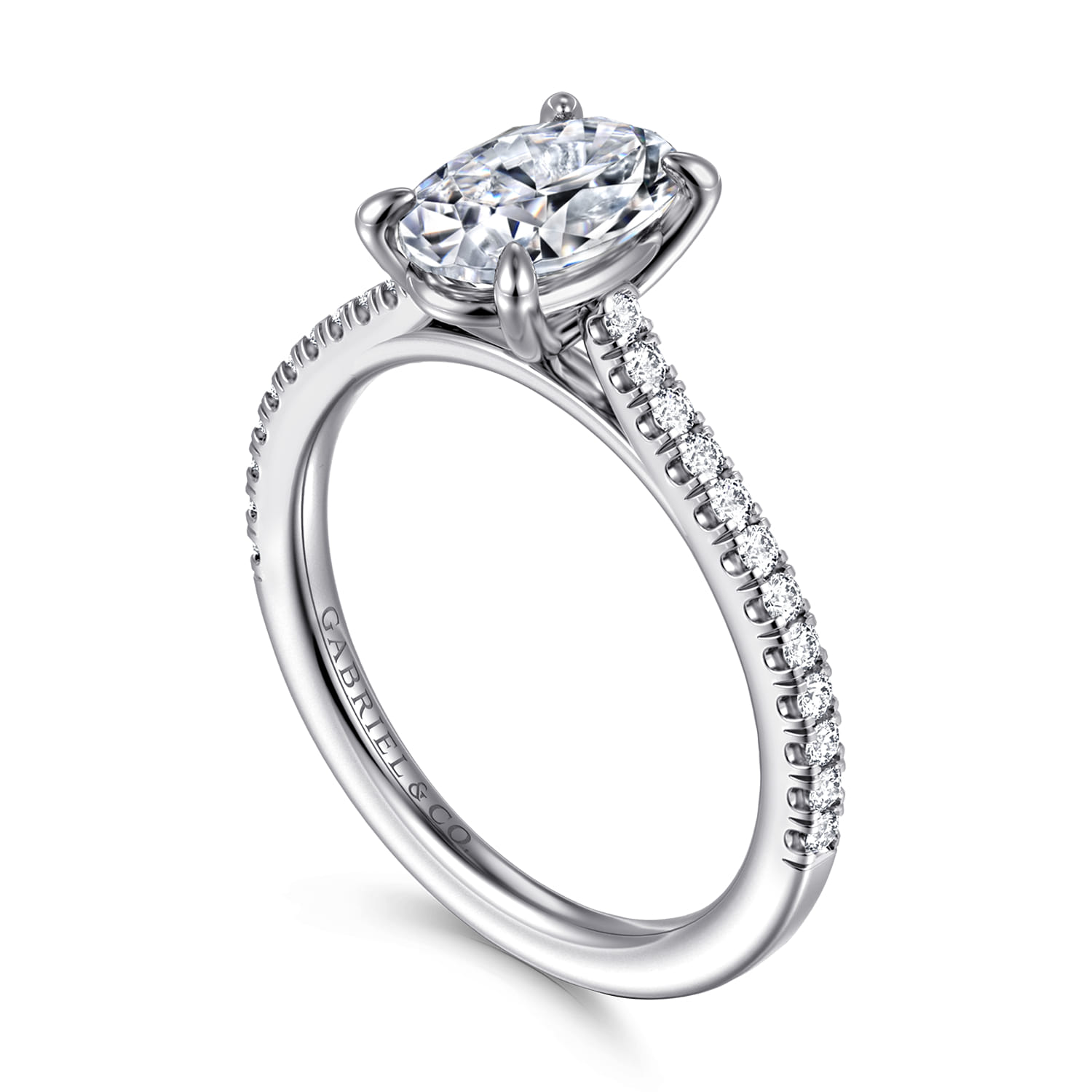 Abbie - 14K White Gold Oval Diamond Engagement Ring - 0.21 ct - Shot 3