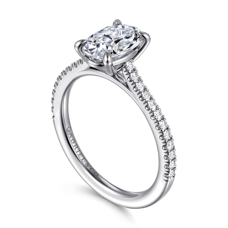 Abbie - 14K White Gold Oval Diamond Engagement Ring - 0.21 ct - Shot 3