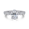 Silvey - 14K White Gold Oval Single Prong Diamond Engagement Ring - 0.7 ct