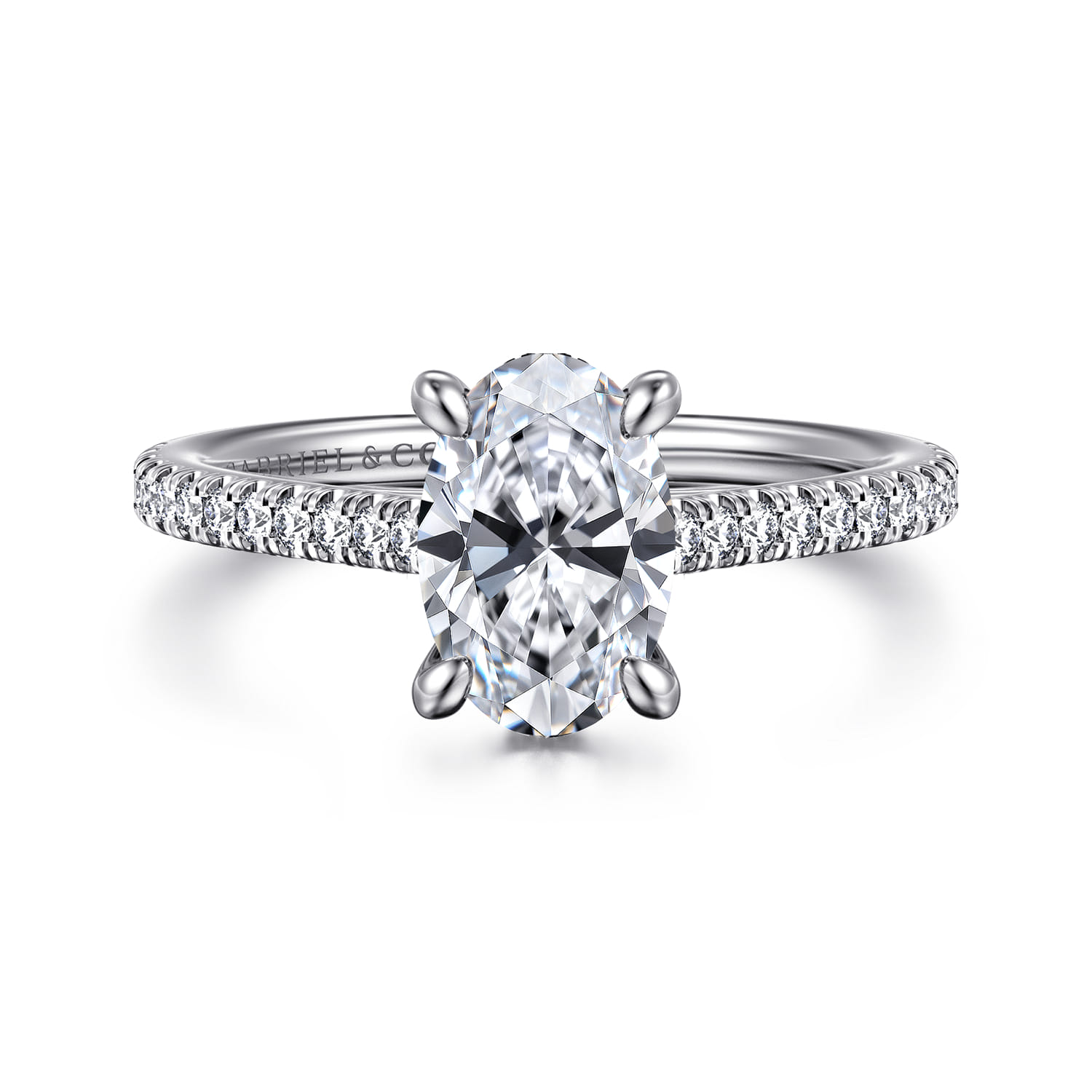 Aline - 14K White Gold Oval Diamond Engagement Ring - 0.3 ct - Shot 1