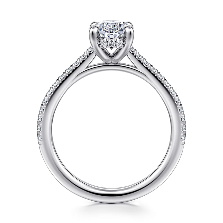 Aline - 14K White Gold Oval Diamond Engagement Ring - 0.3 ct - Shot 2
