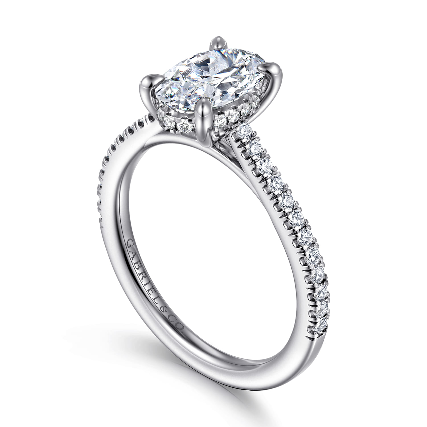 Aline - 14K White Gold Oval Diamond Engagement Ring - 0.3 ct - Shot 3