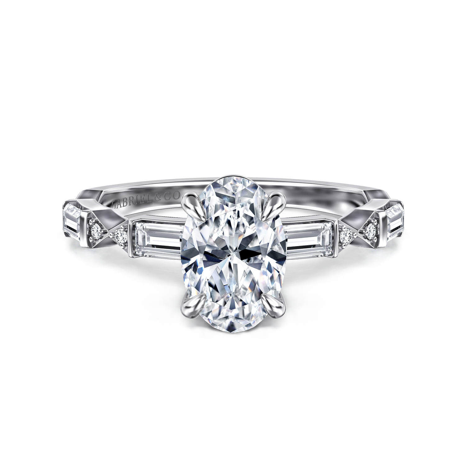 Dariella - 14K White Gold Oval Diamond Engagement Ring - 0.4 ct - Shot 1