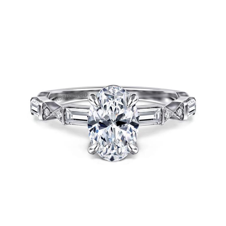 Dariella - 14K White Gold Oval Diamond Engagement Ring - 0.4 ct - Shot 1