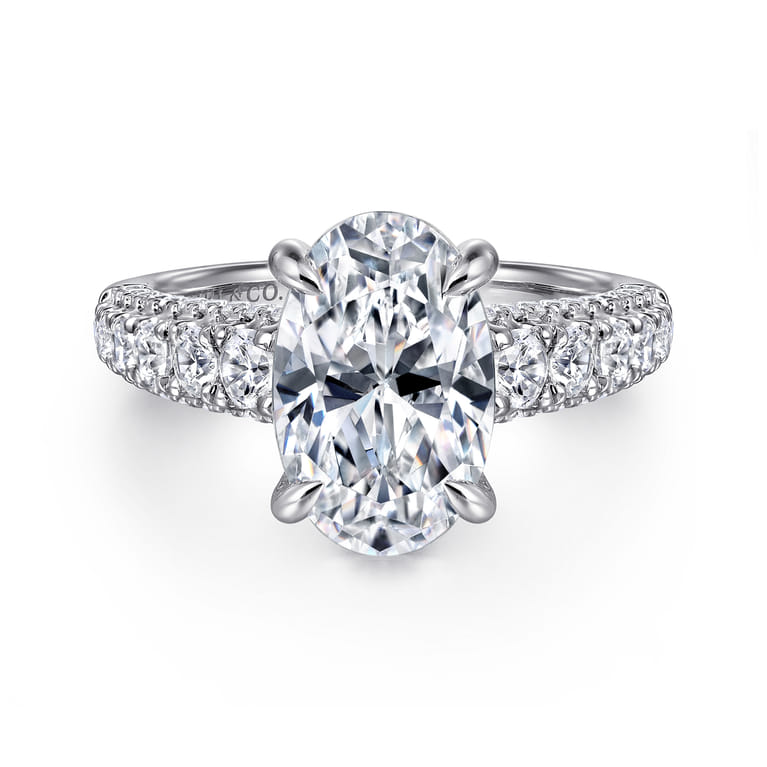 Andais - 14K White Gold Oval Shape Diamond Engagement Ring - 0.91 ct - Shot 1