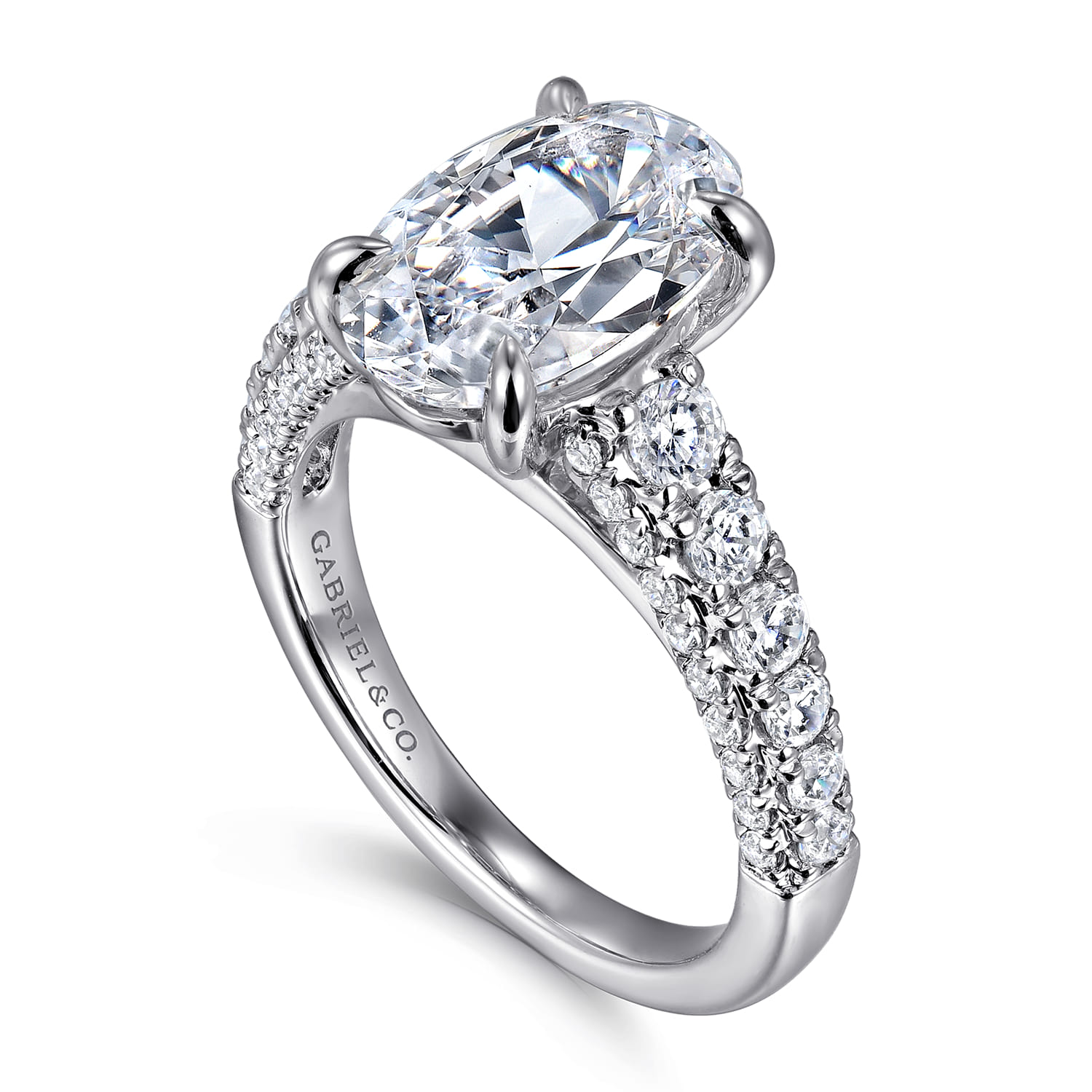Andais - 14K White Gold Oval Shape Diamond Engagement Ring - 0.91 ct - Shot 3