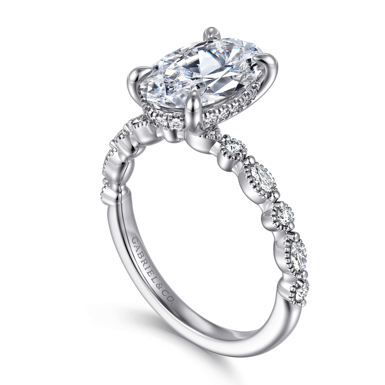 Lanna - 14K White Gold Oval Diamond Engagement Ring - 0.3 ct - Shot 3