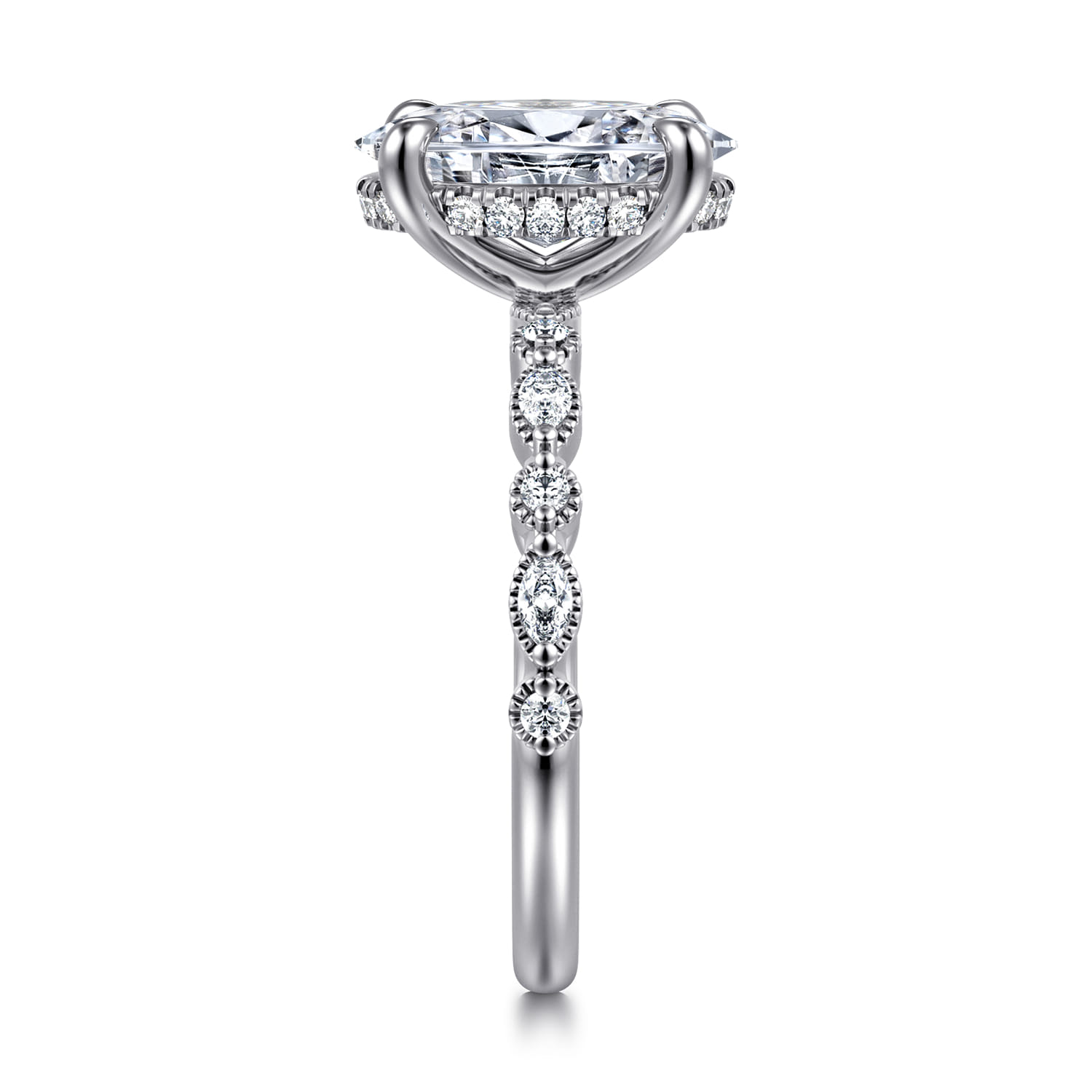 Lanna - 14K White Gold Oval Diamond Engagement Ring - 0.3 ct - Shot 4
