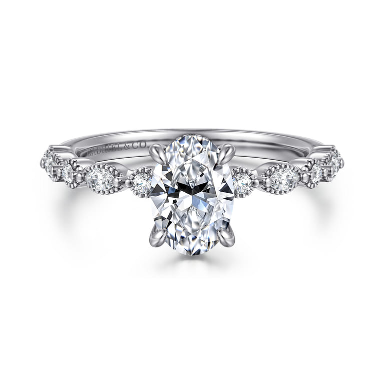 Lanna - 14K White Gold Oval Diamond Engagement Ring - 0.29 ct - Shot 1