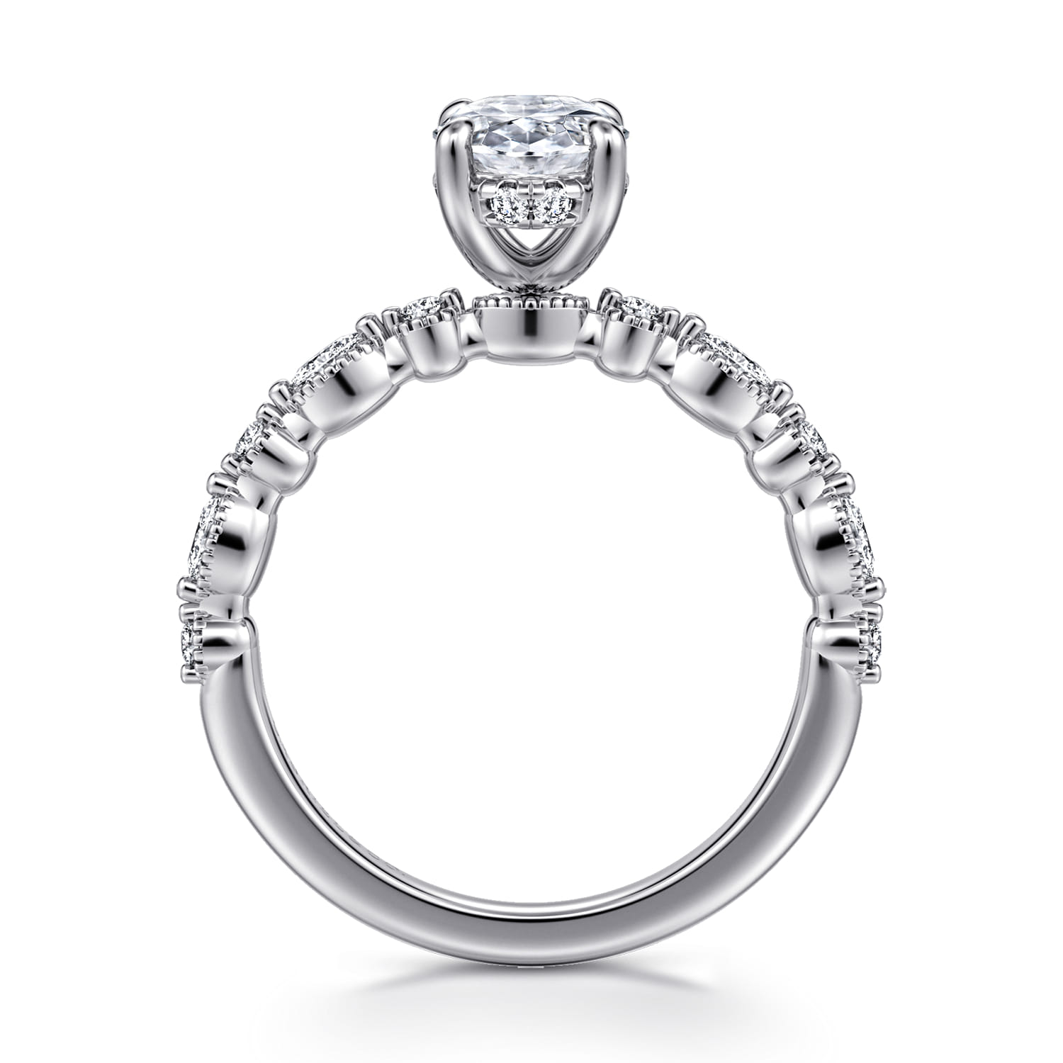Lanna - 14K White Gold Oval Diamond Engagement Ring - 0.25 ct - Shot 2
