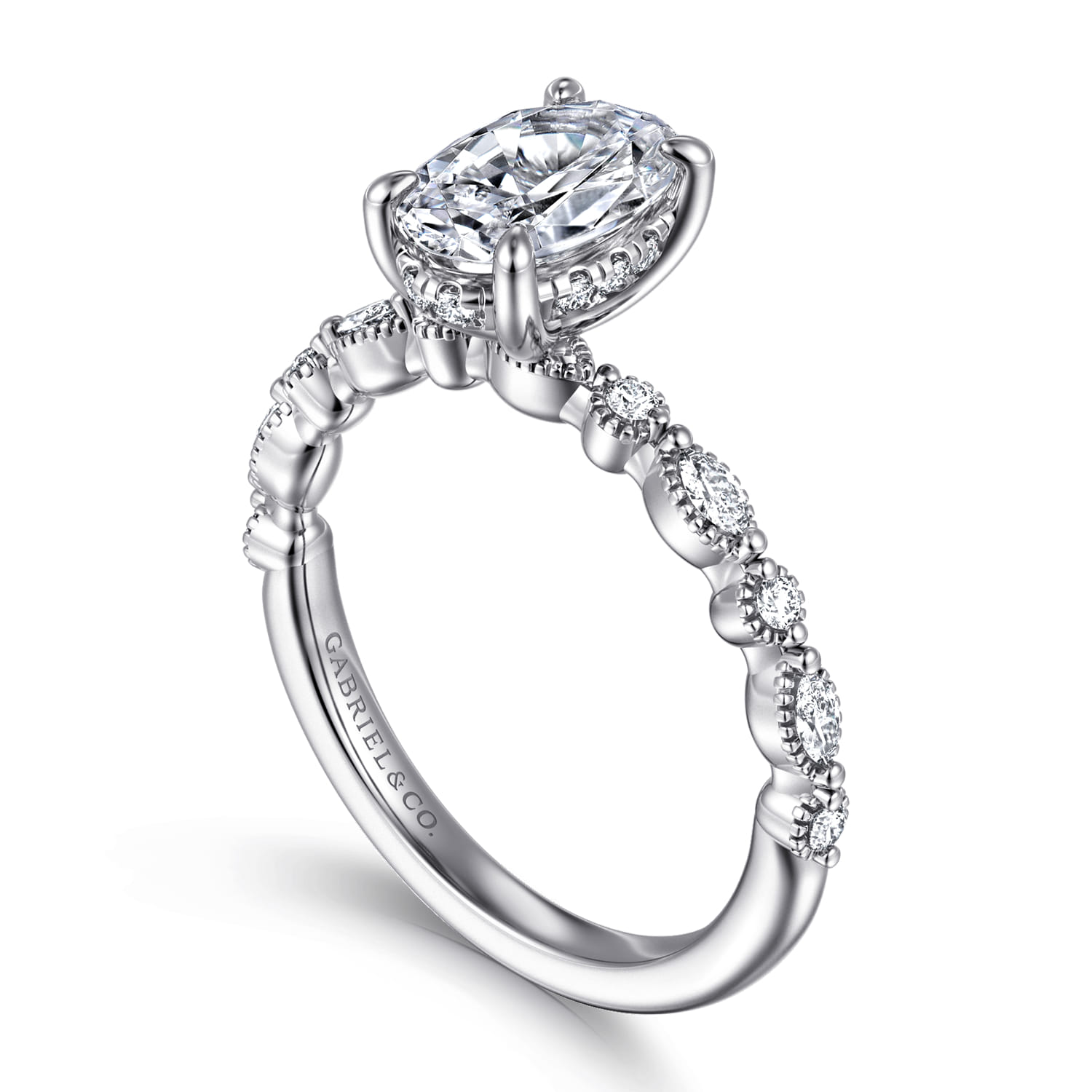 Lanna - 14K White Gold Oval Diamond Engagement Ring - 0.25 ct - Shot 3