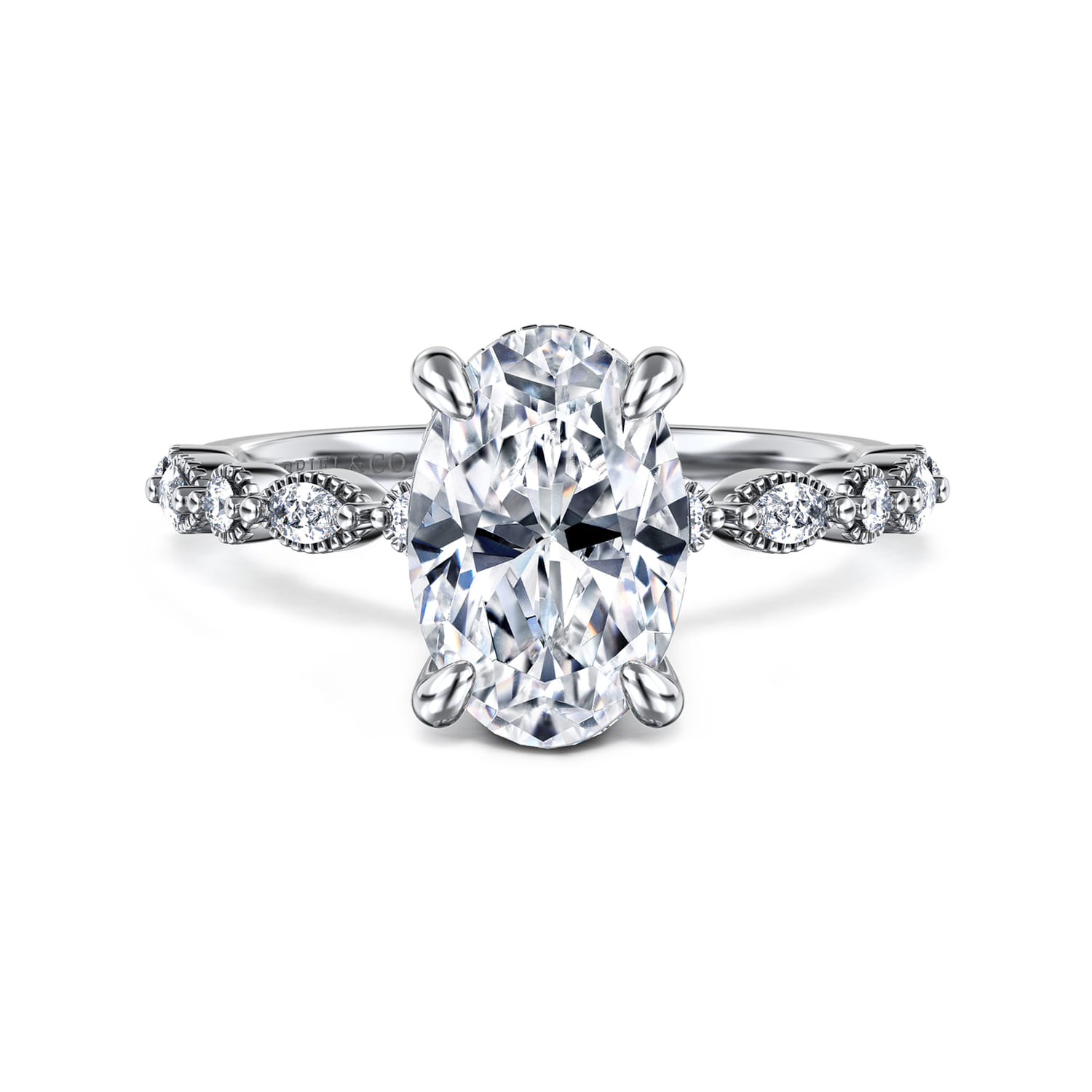 Lanna - 14K White Gold Oval Diamond Engagement Ring - 0.3 ct - Shot 1