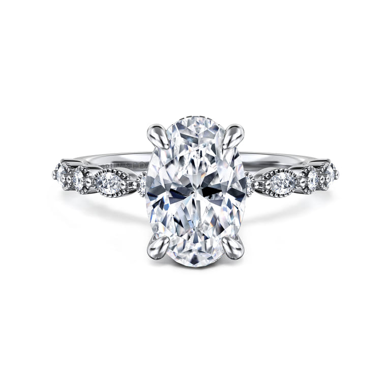 Lanna - 14K White Gold Oval Diamond Engagement Ring - 0.3 ct - Shot 1