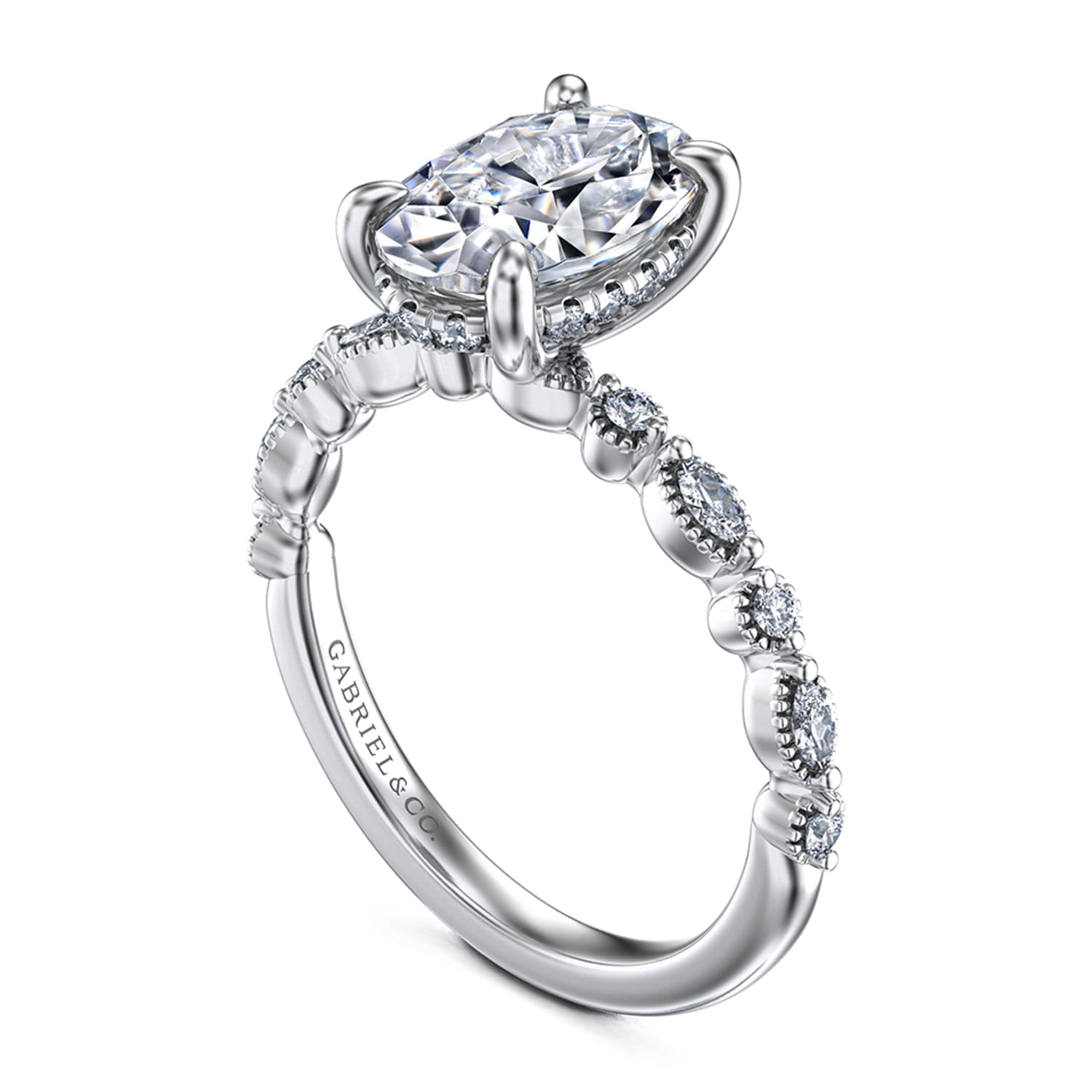 Lanna - 14K White Gold Oval Diamond Engagement Ring - 0.3 ct - Shot 3