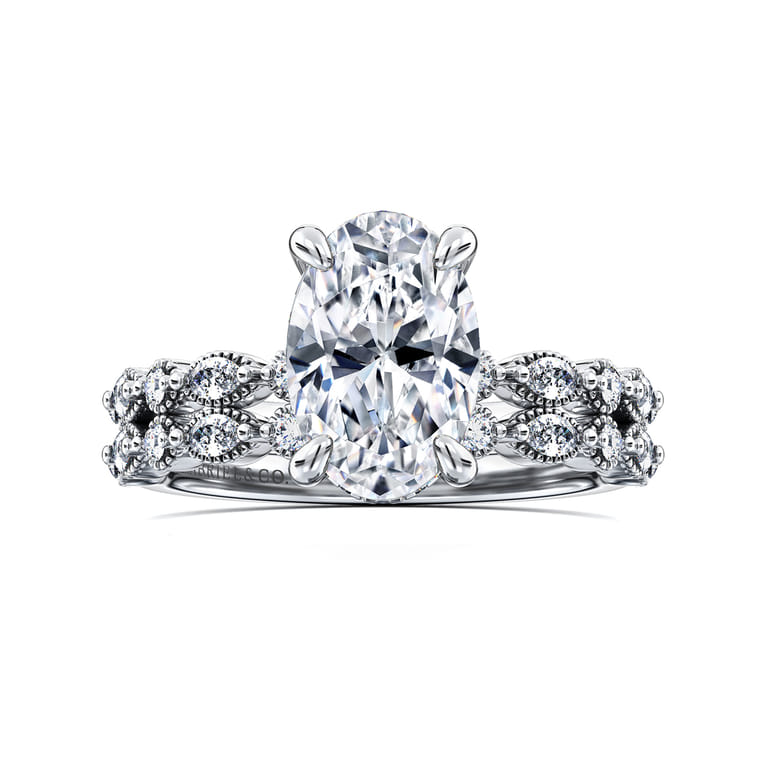 Lanna - 14K White Gold Oval Diamond Engagement Ring - 0.3 ct - Shot 4