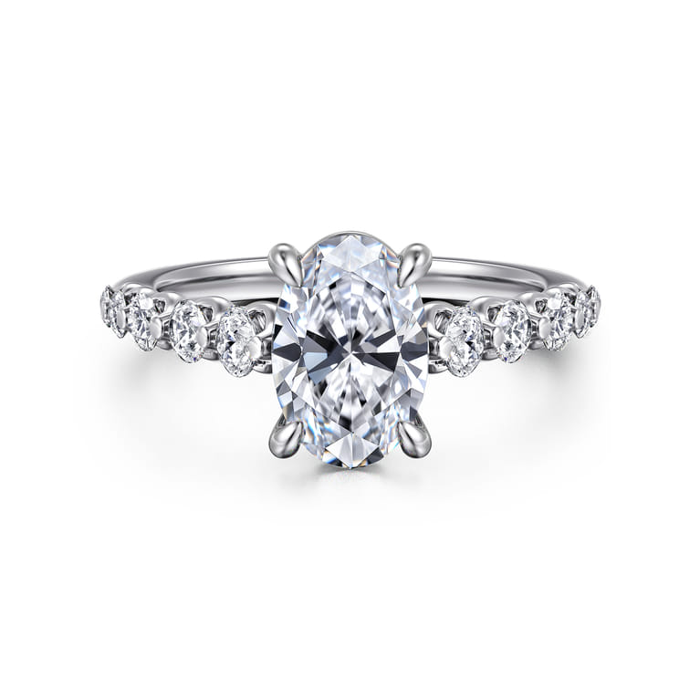 Emberlie - 14K White Gold Oval Diamond Engagement Ring - 0.5 ct - Shot 1