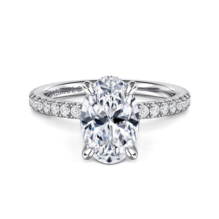 Alisa - 14K White Gold Oval Diamond Engagement Ring - 0.5 ct - Shot 1
