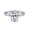 Alisa - 14K White Gold Oval Diamond Engagement Ring - 0.5 ct