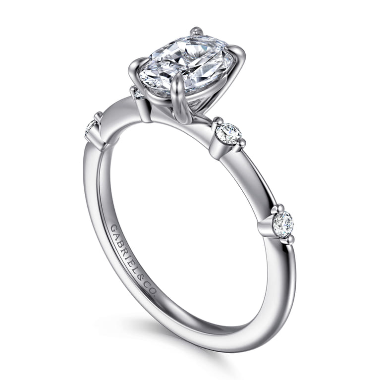 Frances - 14K White Gold Oval Diamond Engagement Ring - 0.12 ct - Shot 3