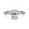 Frances - 14K White Gold Oval Diamond Engagement Ring - 0.12 ct