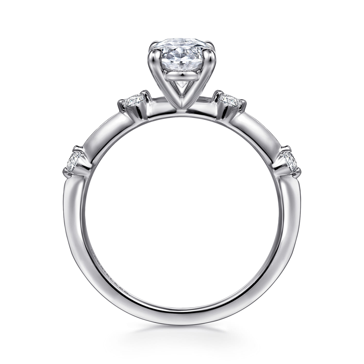 Frances - 14K White Gold Oval Diamond Engagement Ring - 0.12 ct - Shot 2