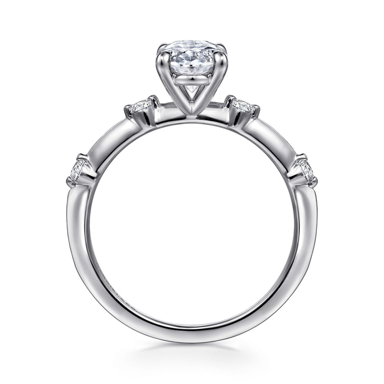 Frances - 14K White Gold Oval Diamond Engagement Ring - 0.12 ct - Shot 2